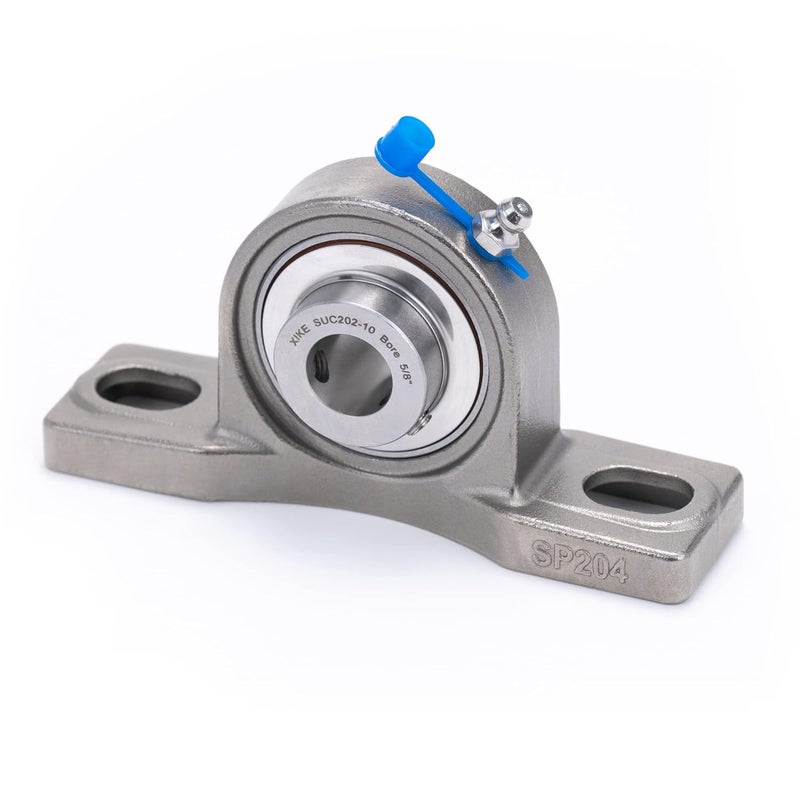 Xike 2 Pcs SUCP202-10 Bore 5/8" All Stainless Steel Pillow Block Square Flange Mounted Ball Bearings, Solid Base and Self Aligning. - Image 4